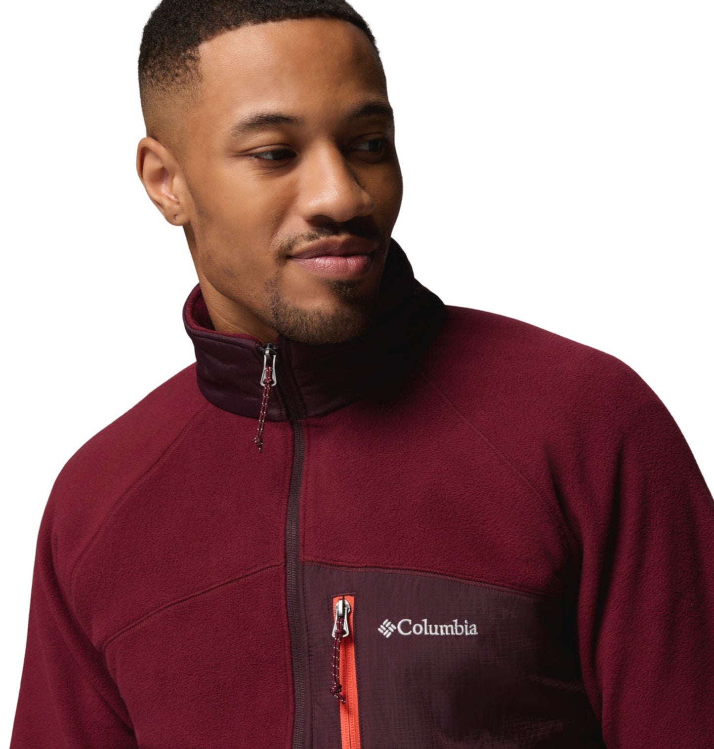 Columbia Men Red Fast Trek Overlay Fleece Jacket