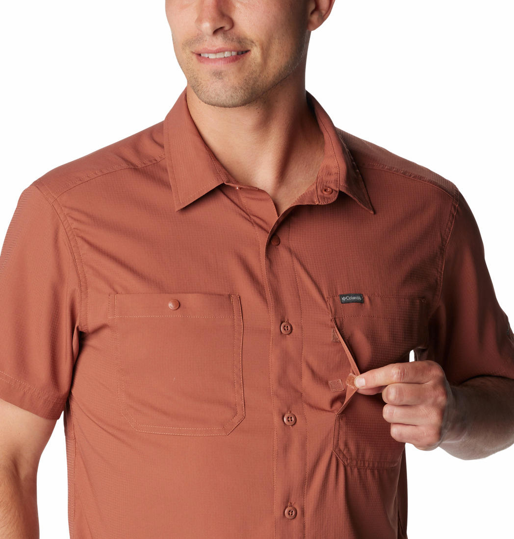 Columbia Men Brown Omni-Shade Silver Ridge Utility Lite Shirt (Sun Protection)