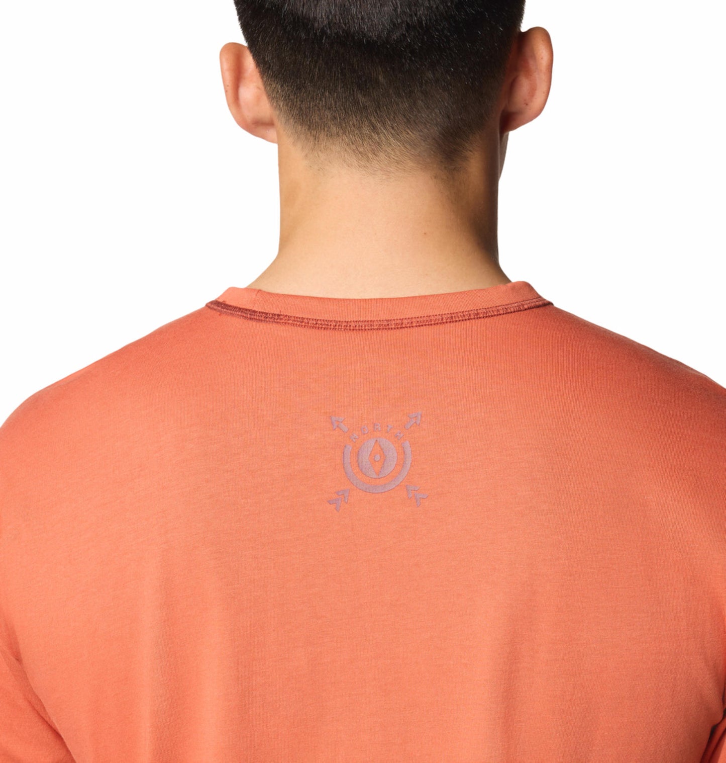 A Men Wearing Columbia Men Red Landroamer SS Crew