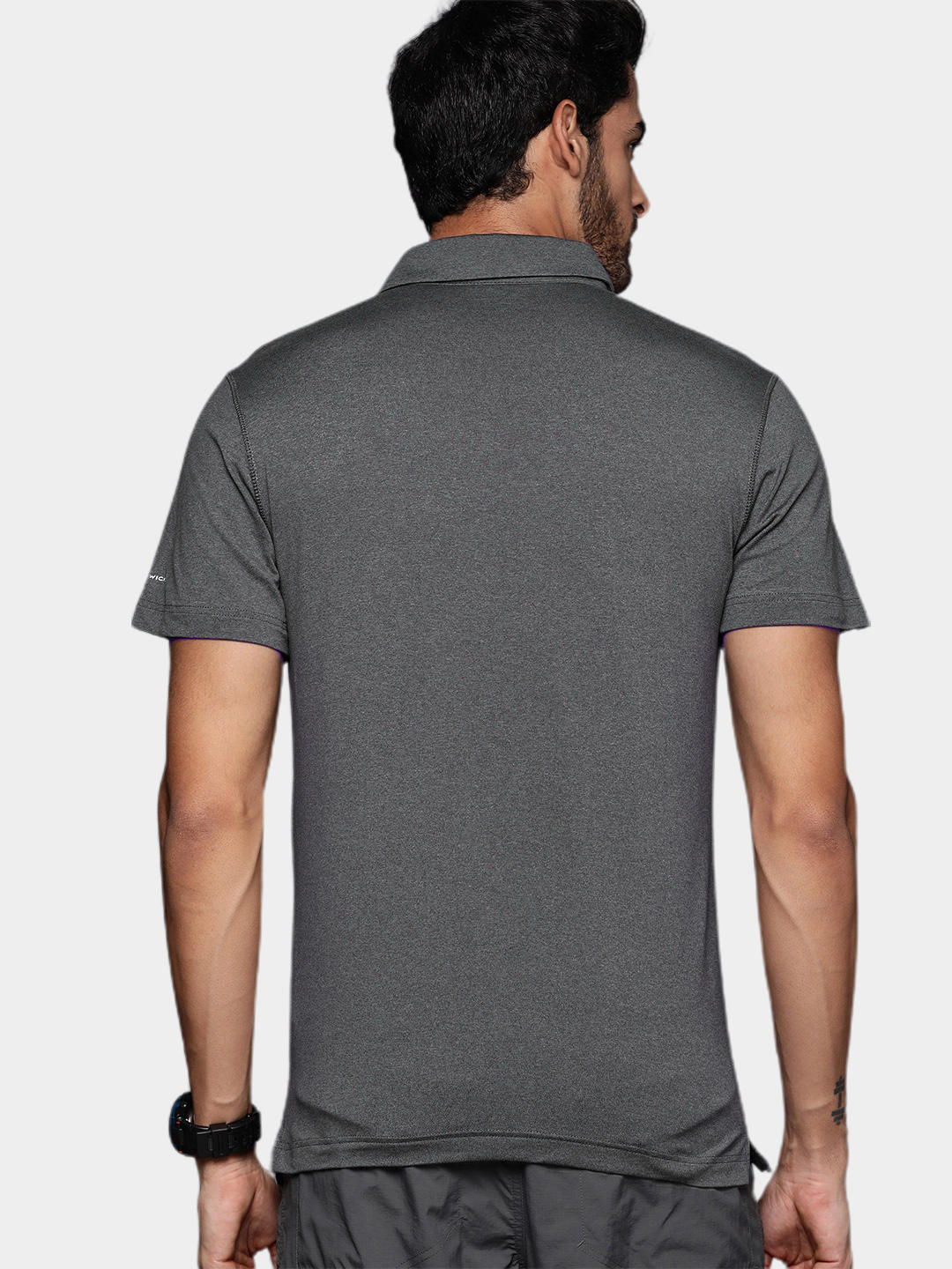 A Men Wearing Columbia Men Black Tech Trail Polo (Sun Protection)