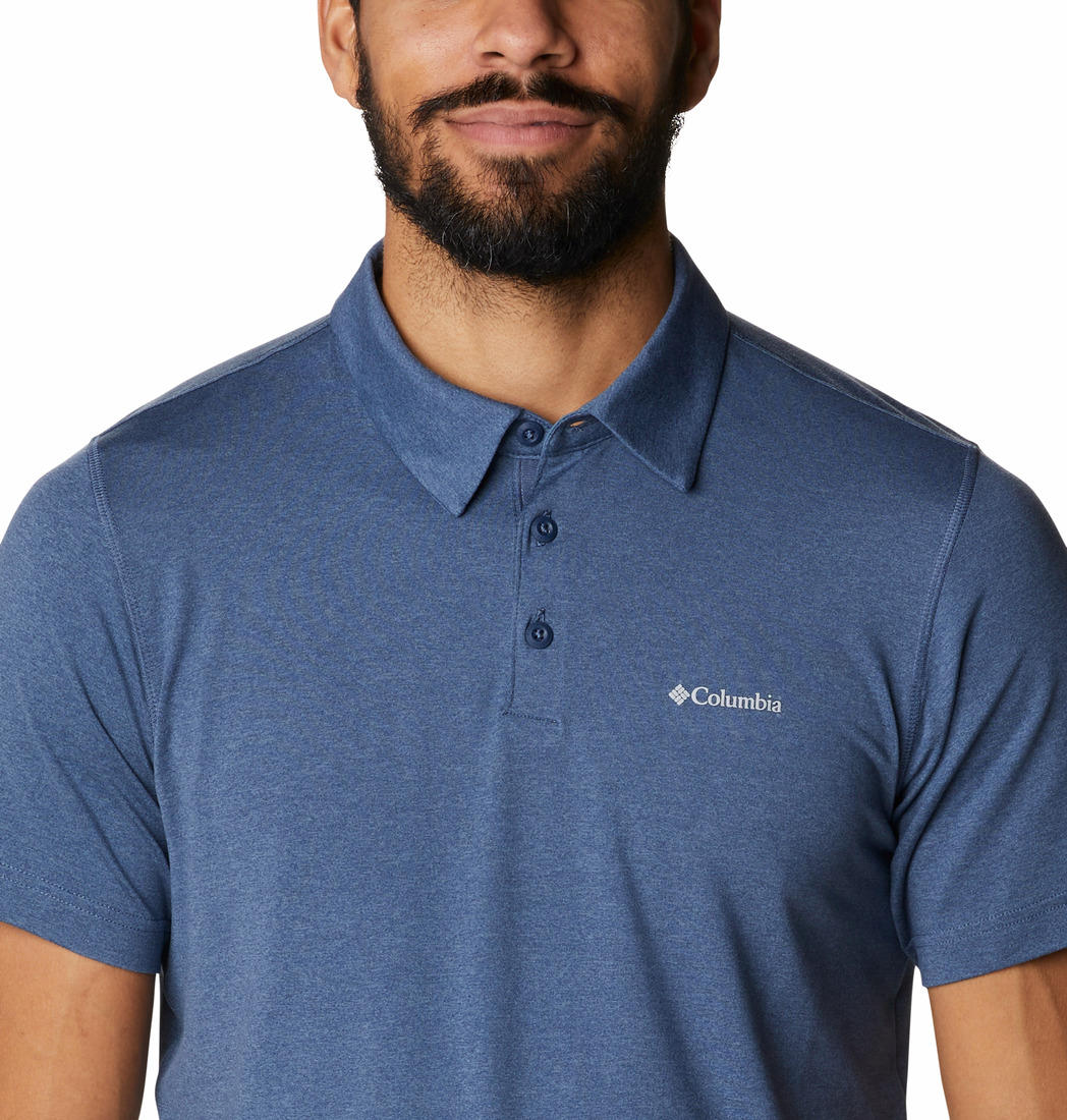 Columbia Men’s Blue Omni-Shade Tech Trail Polo Shirt Sun Protection