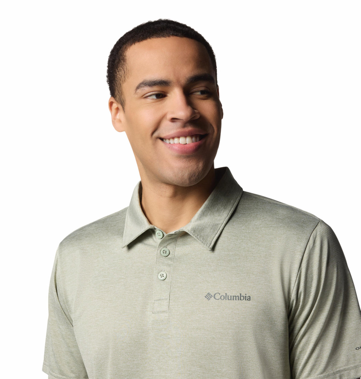 A Men Wearing Columbia Men Green Columbia Hike Polo