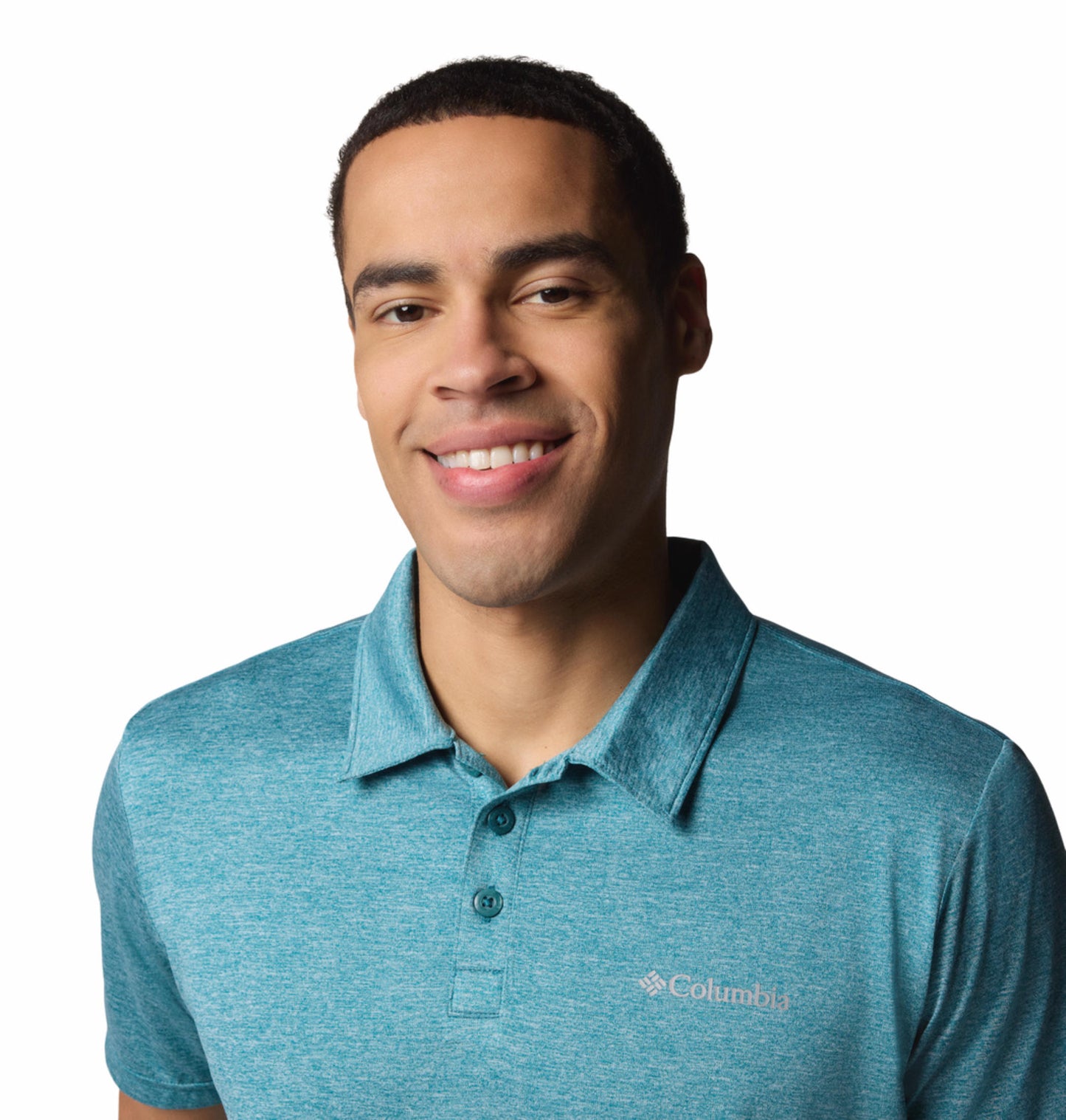 A Men Wearing Columbia Men Blue Columbia Hike Polo