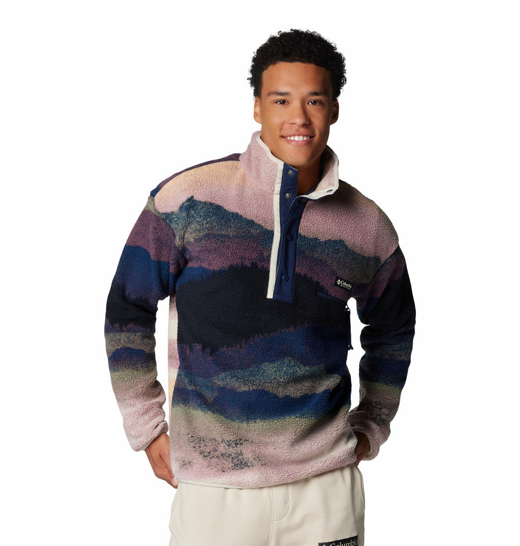 Columbia Men Navy Blue Helvetia II Printed Fleece Jacket