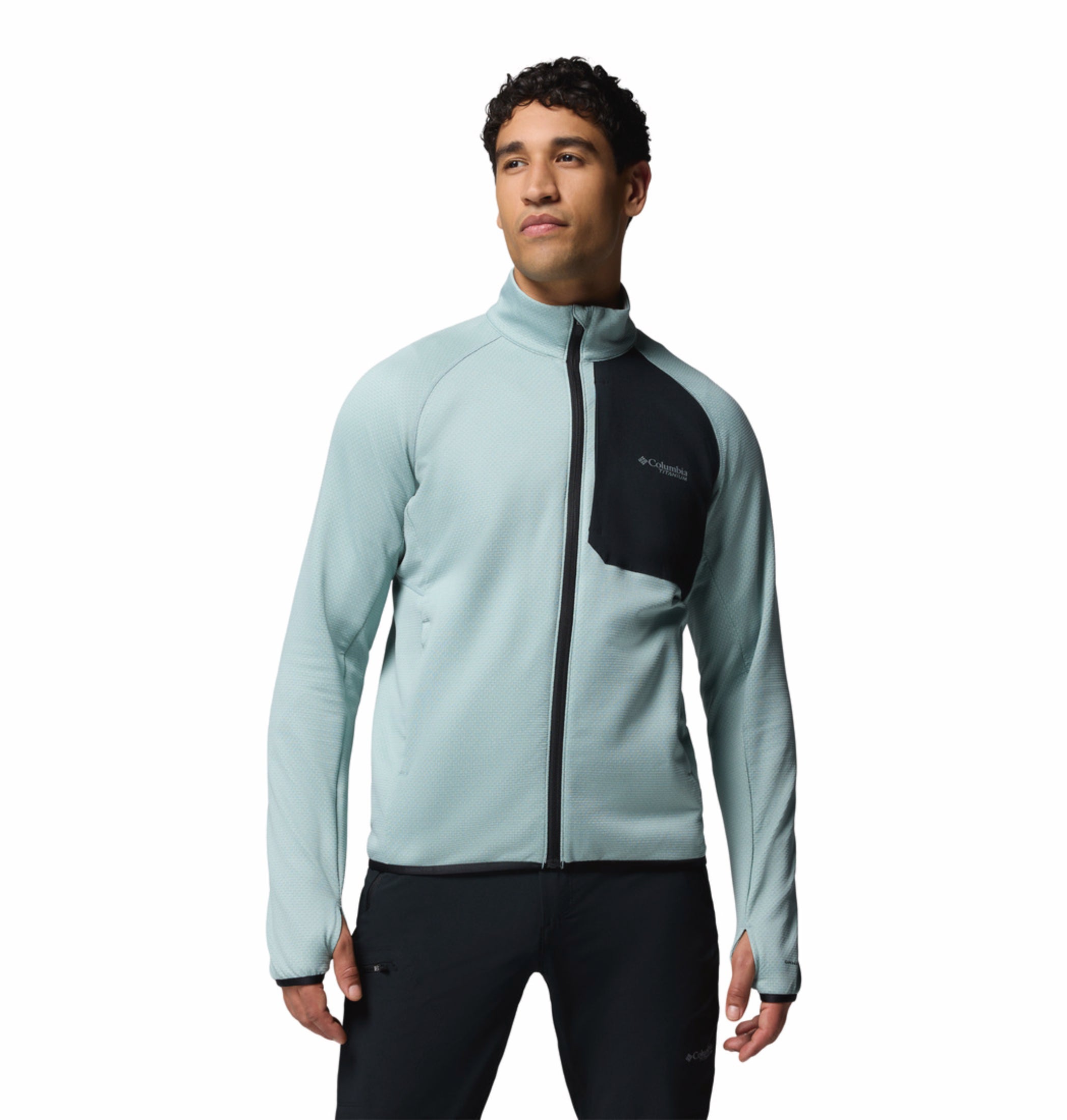 Columbia Men Blue OmniWick Triple Canyon Grid II Fleece Jacket