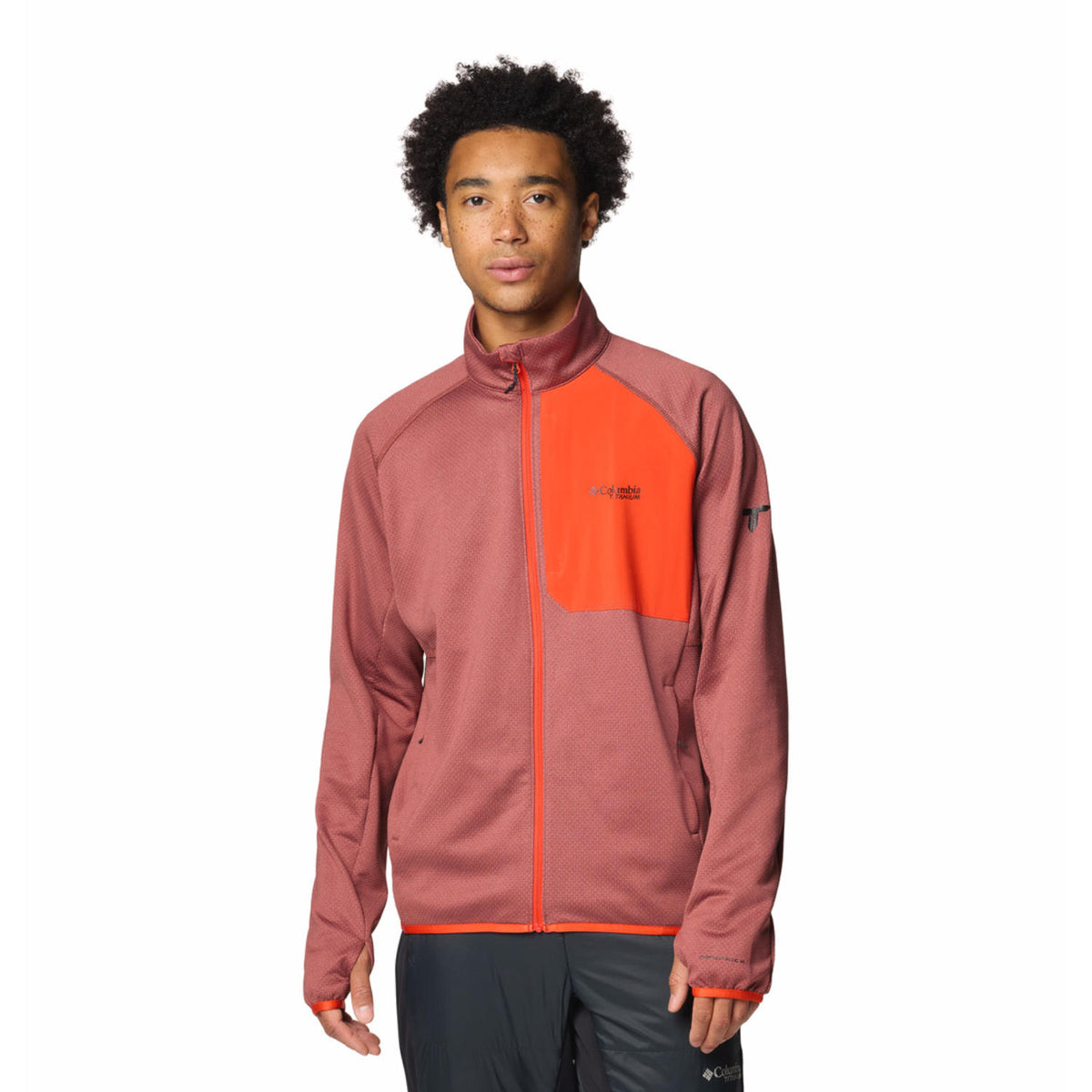 Columbia Men Red Omni-Wick Triple Canyon Grid II Fleece Jacket