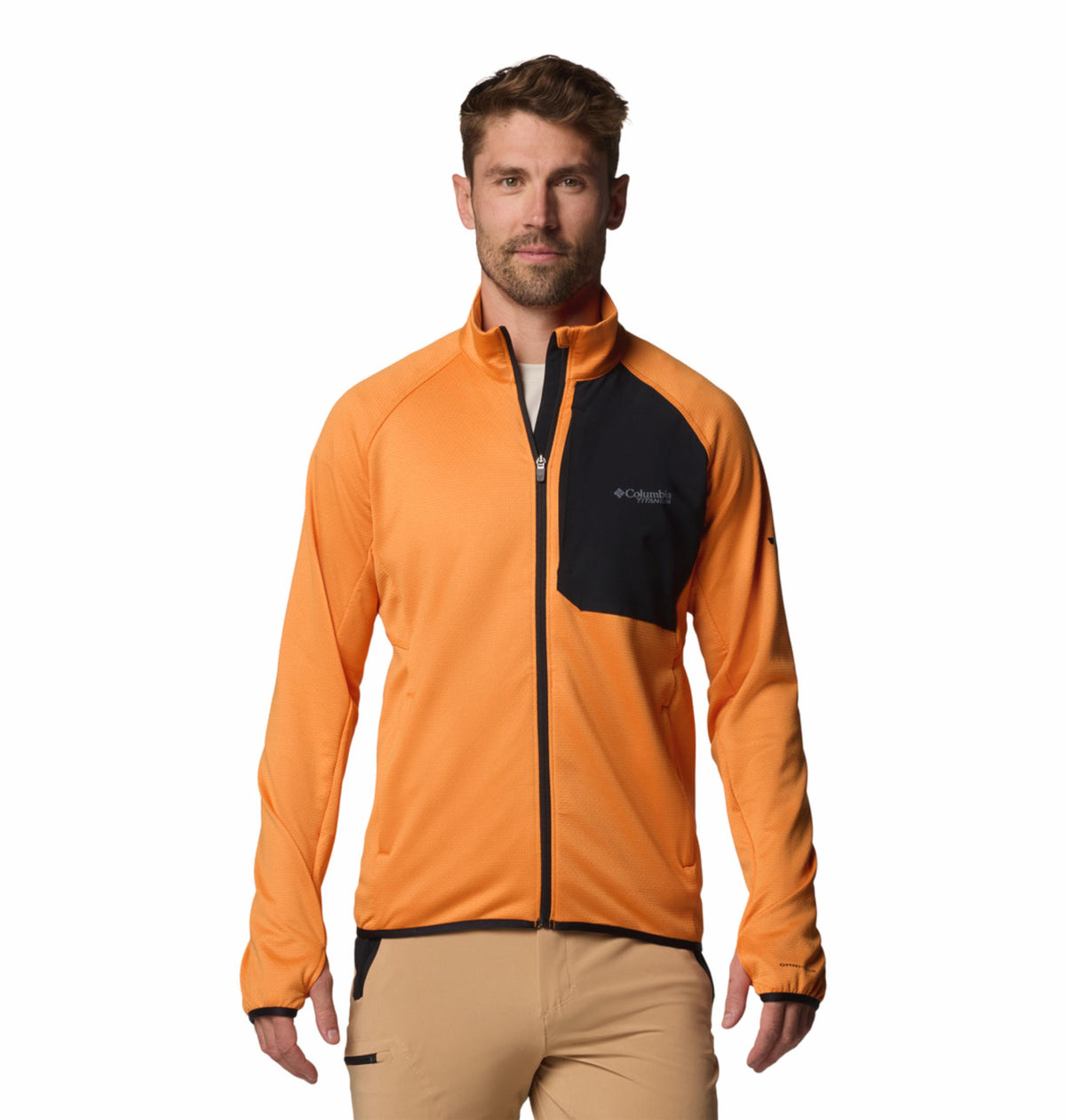 A Men Wearing Columbia Men Black Triple Canyon Grid Fleece FZ II