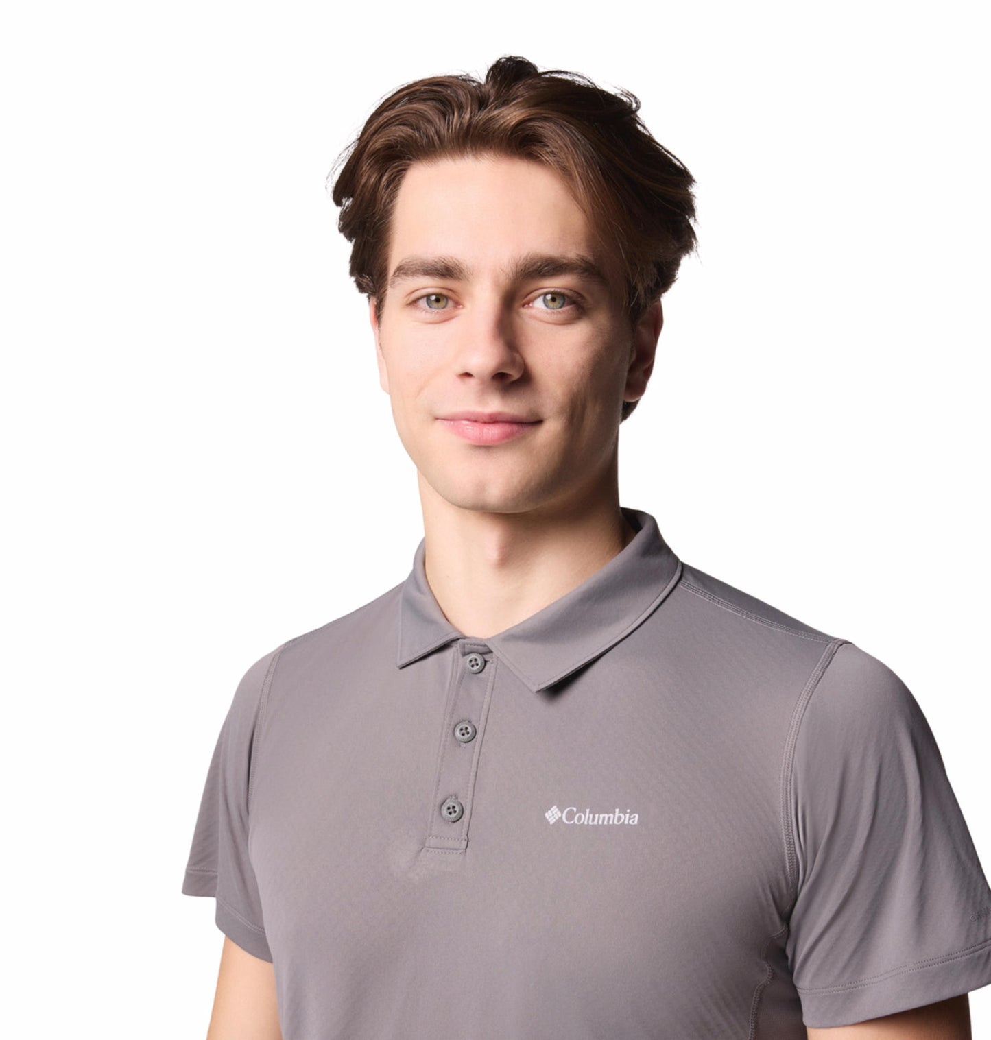 A Men Wearing Columbia Men Grey Zero Rules Light Polo (Sun Protection)