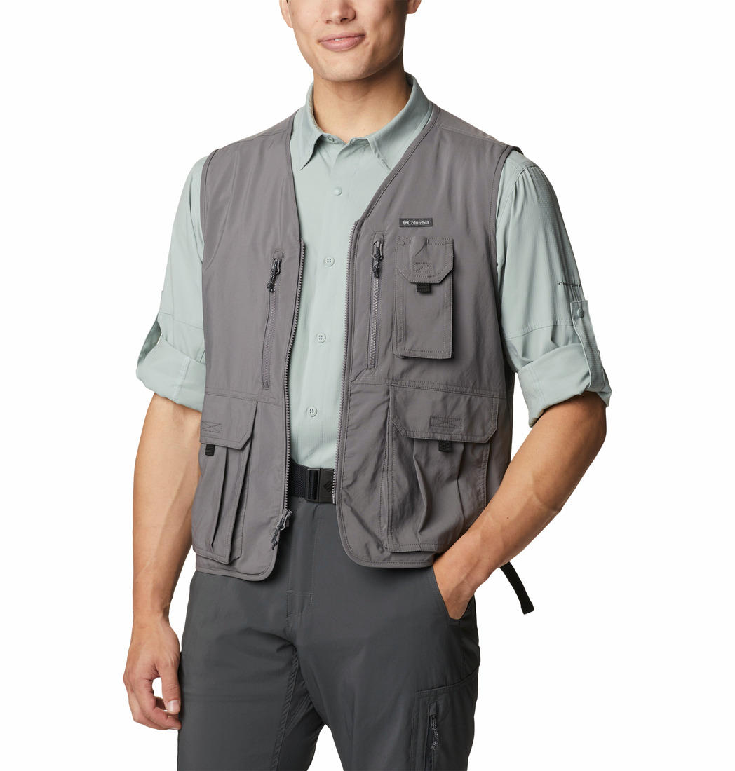 Columbia Men Grey Silver Ridge Utility Vest (Sun Protection)