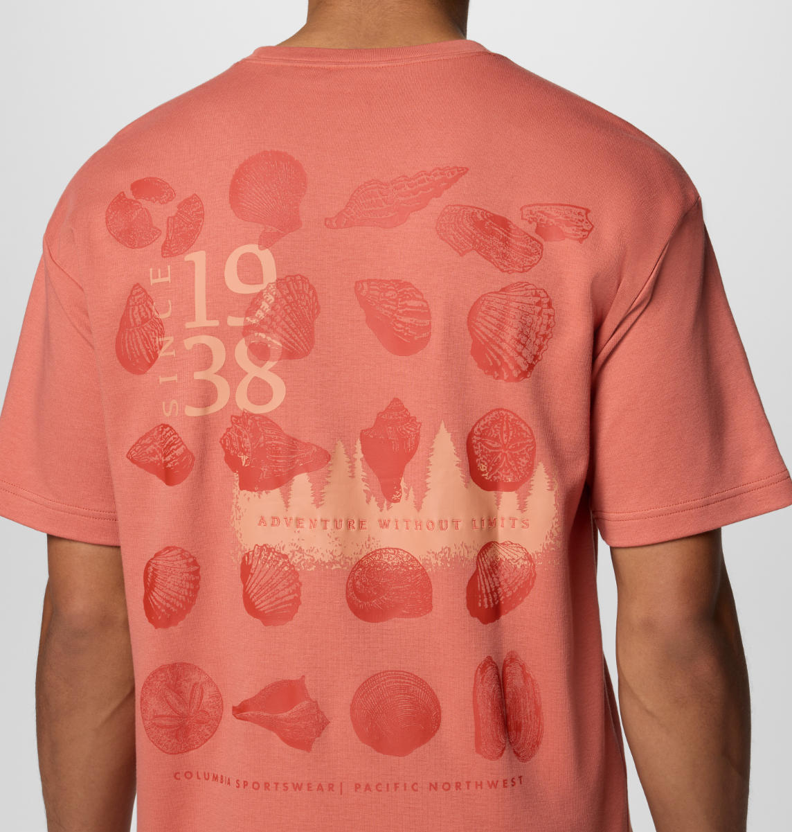 A Men Wearing Columbia Men Red CSC Heritage Graphic Tee (Sun Protection)