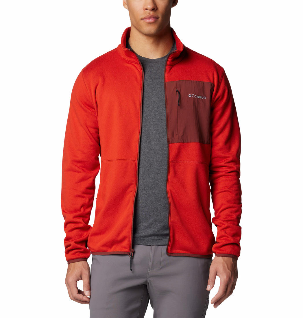 A Men Wearing Columbia Men Red Columbia Hike Full Zip II