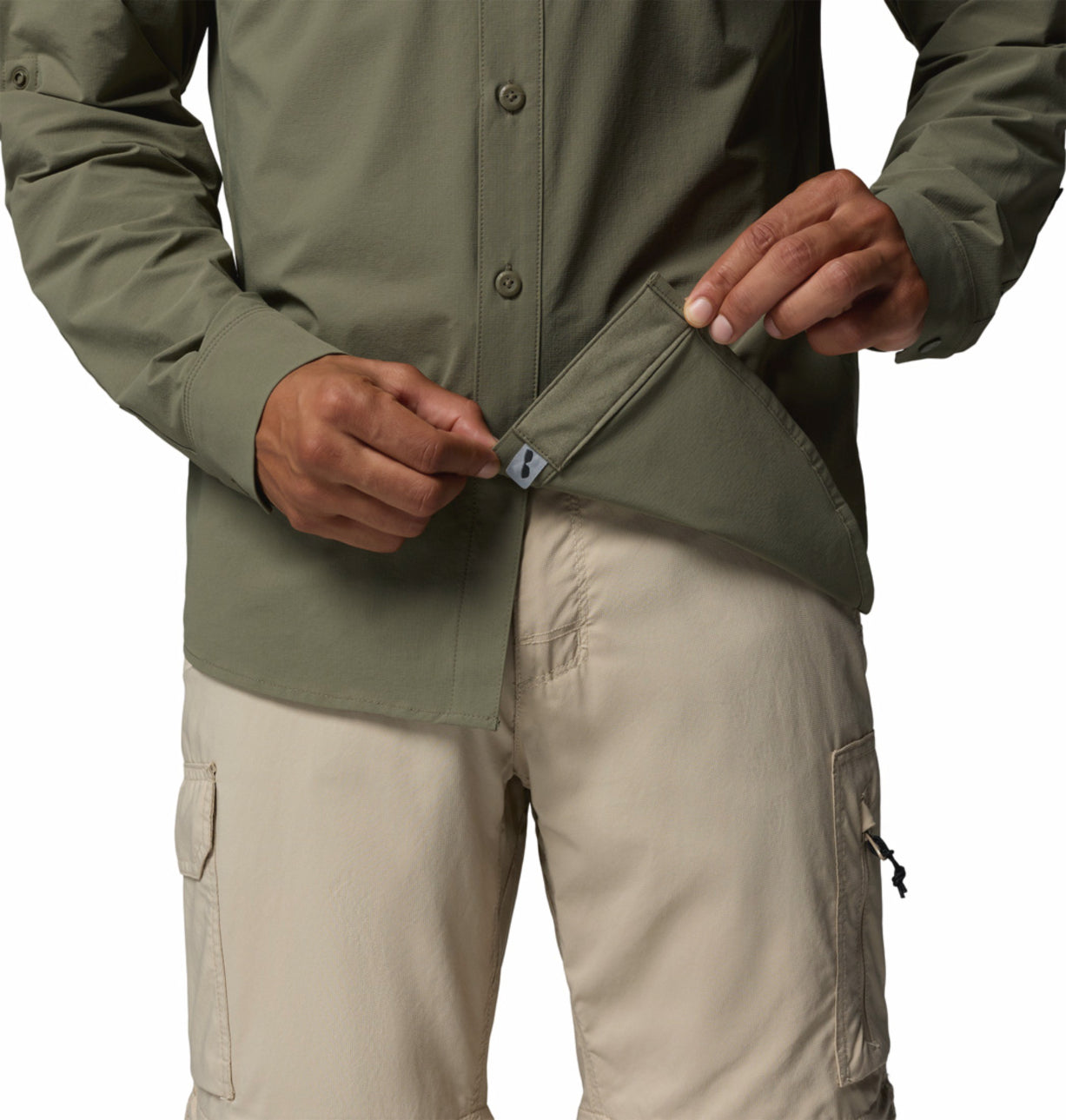 Columbia Men’s Olive Green Omni-Shade Silver Ridge Elite Long Sleeve Shirt for Outdoor Comfort