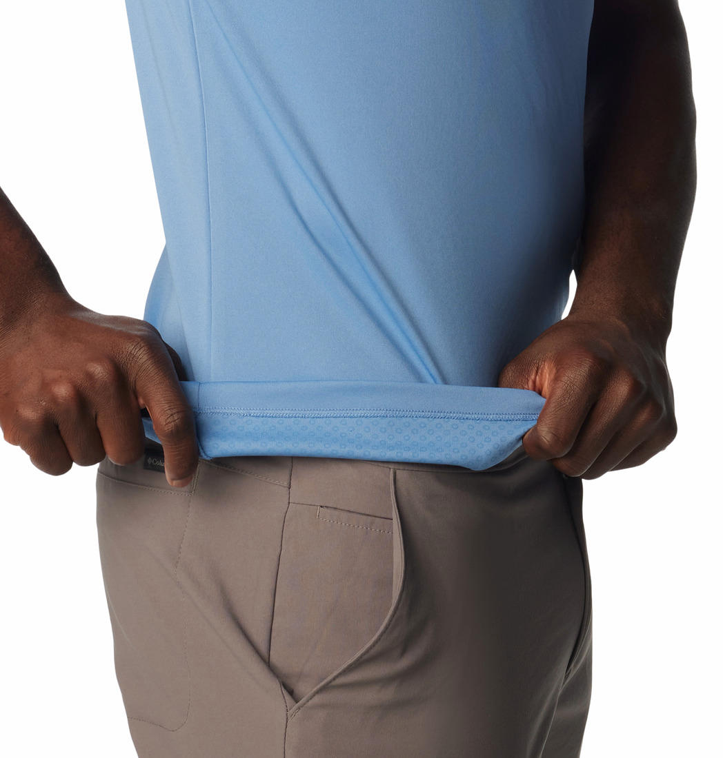 A Men Wearing Columbia Men Navy Blue Zero Rules Polo Shirt (Sun Protection)