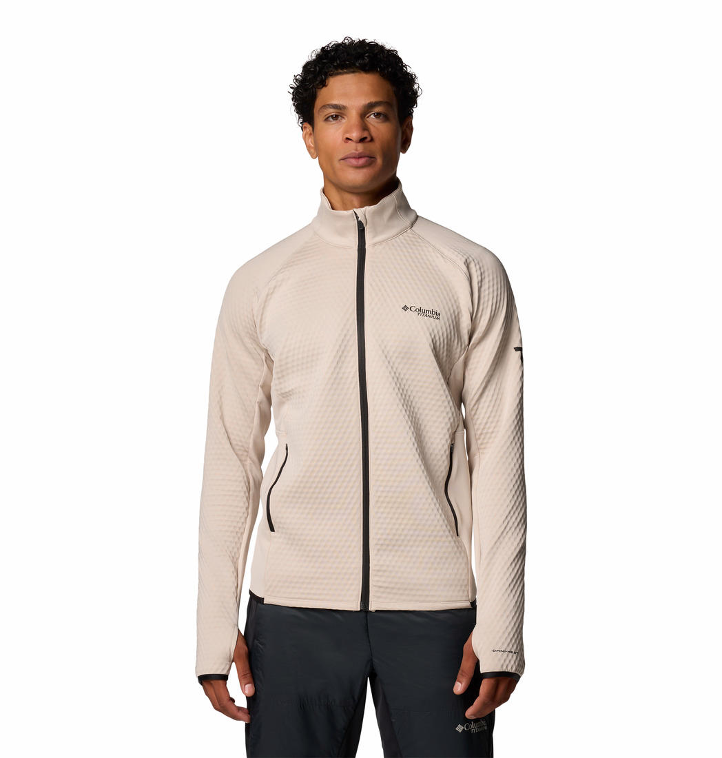 A Men Wearing Columbia Men Brown Crystal Leaf Omni-Heat Helix Full Zip