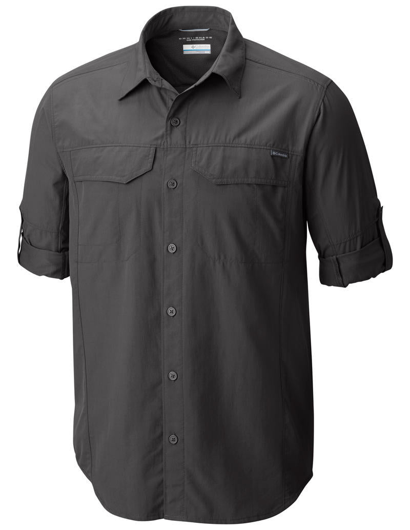Columbia Men Grey Silver Ridge Long Sleeve Shirt (Sun Protection)