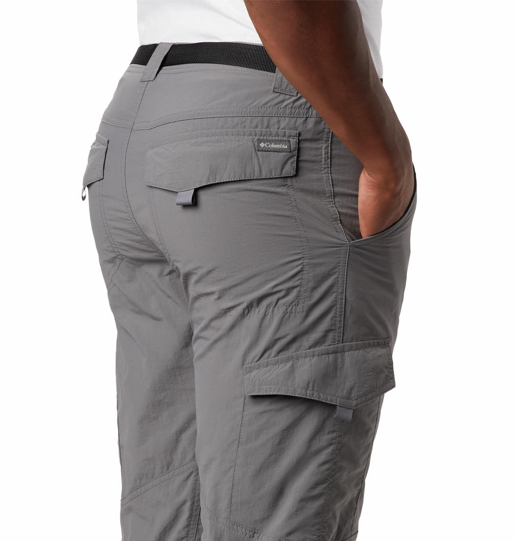 A Men Wearing Columbia Men Grey Silver Ridge Cargo Pant (Sun Protection)