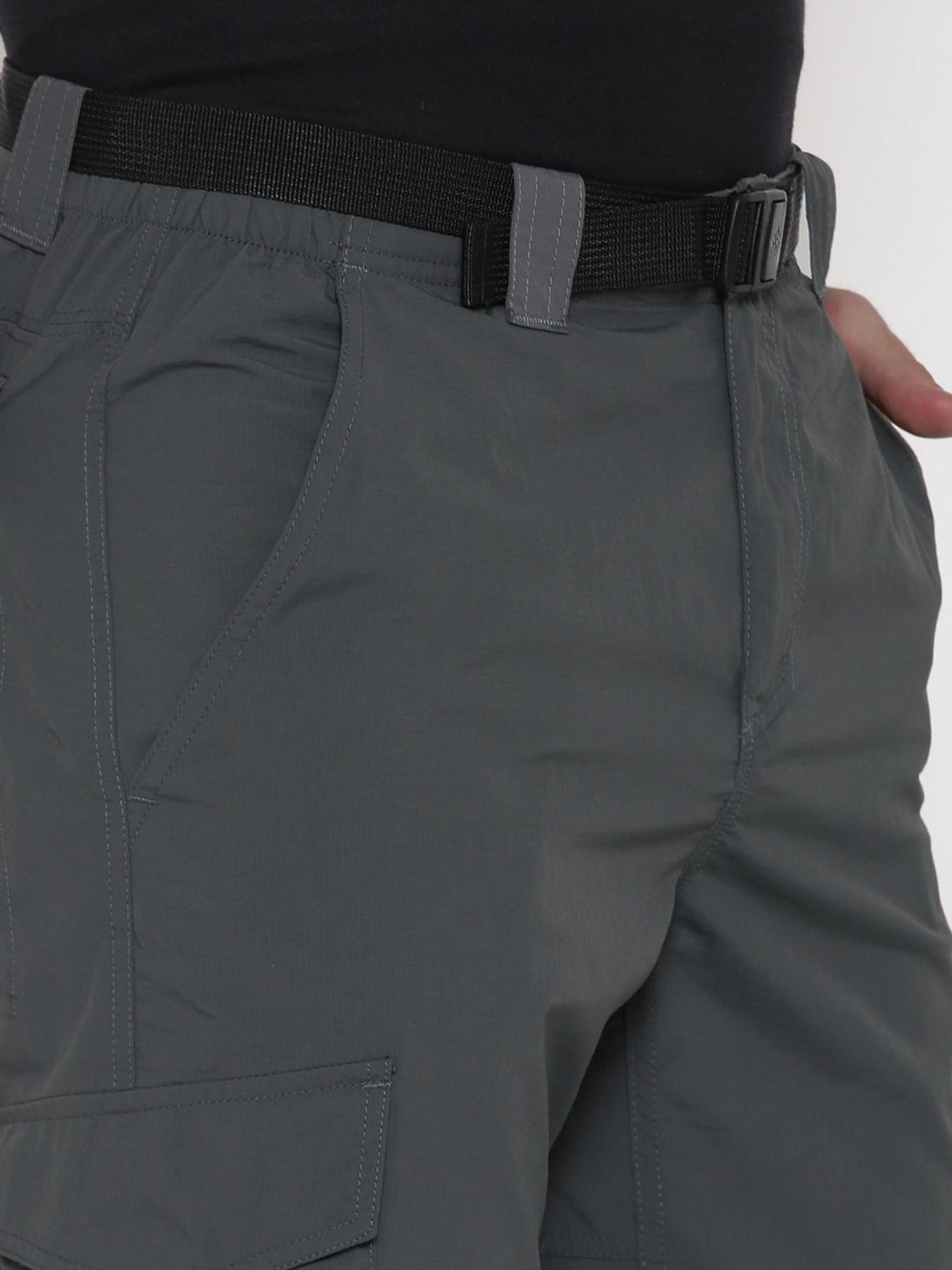 A Men Wearing Columbia Men Grey Silver Ridge Cargo Pant (Sun Protection)