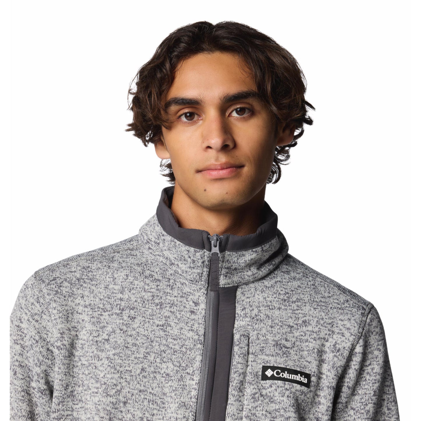 A Men Wearing Columbia Men Grey Sweater Weather Half Zip