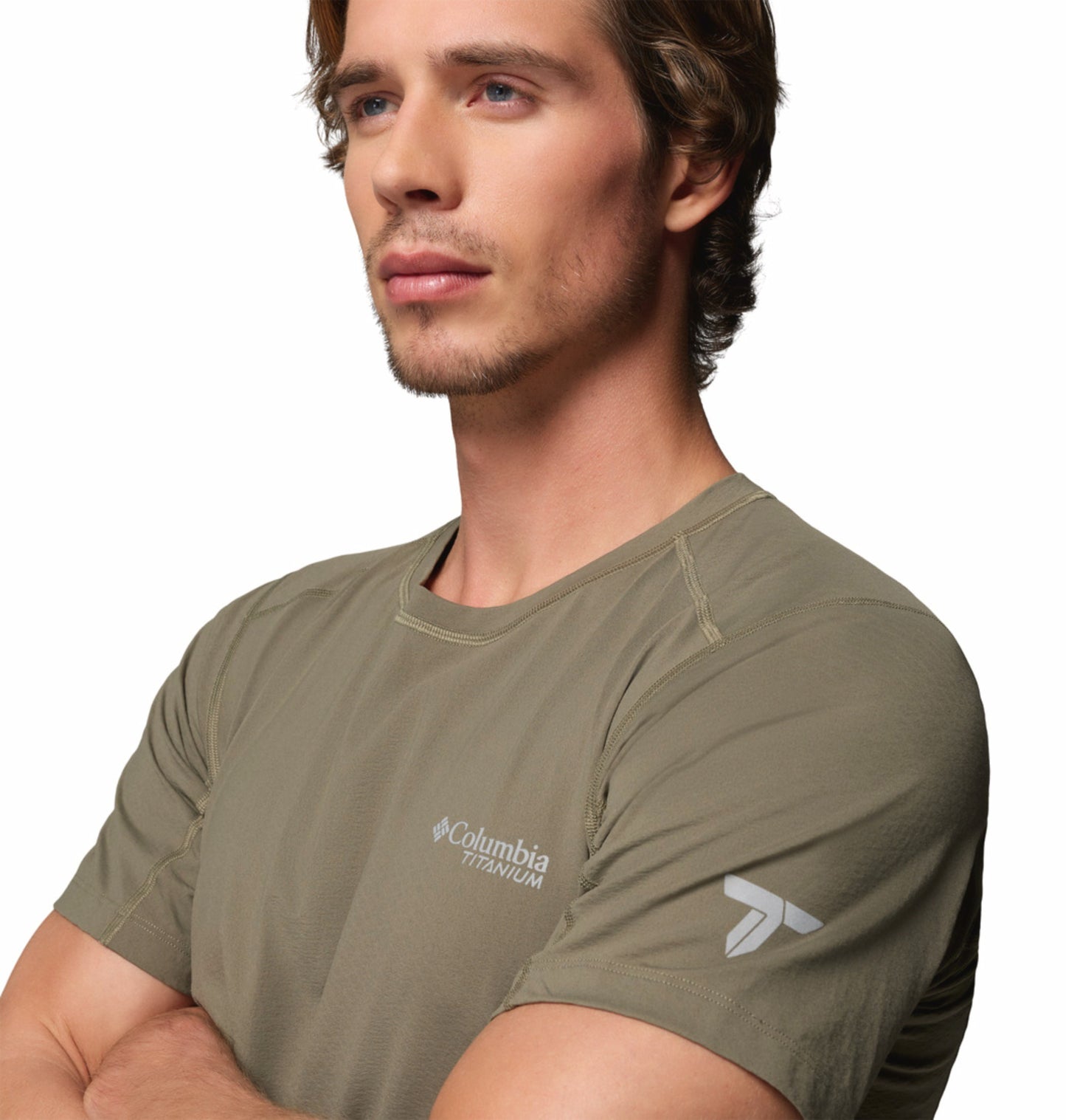 Columbia Men Olive Green Omni-Freeze Diamond Peak Pro Tshirt