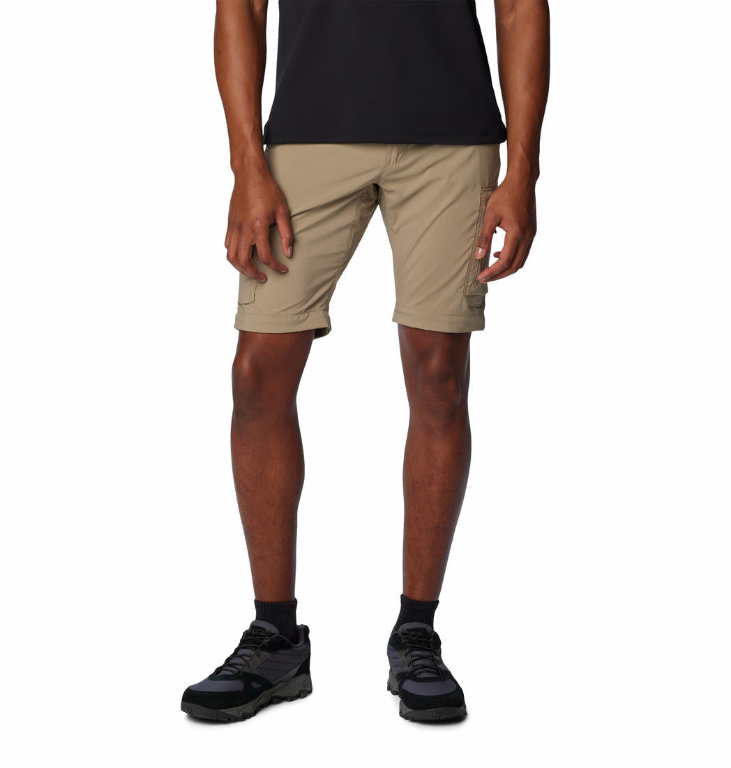 A Men Wearing Columbia Men Beige Silver Ridge Utility Convertible Pant (Sun Protection)