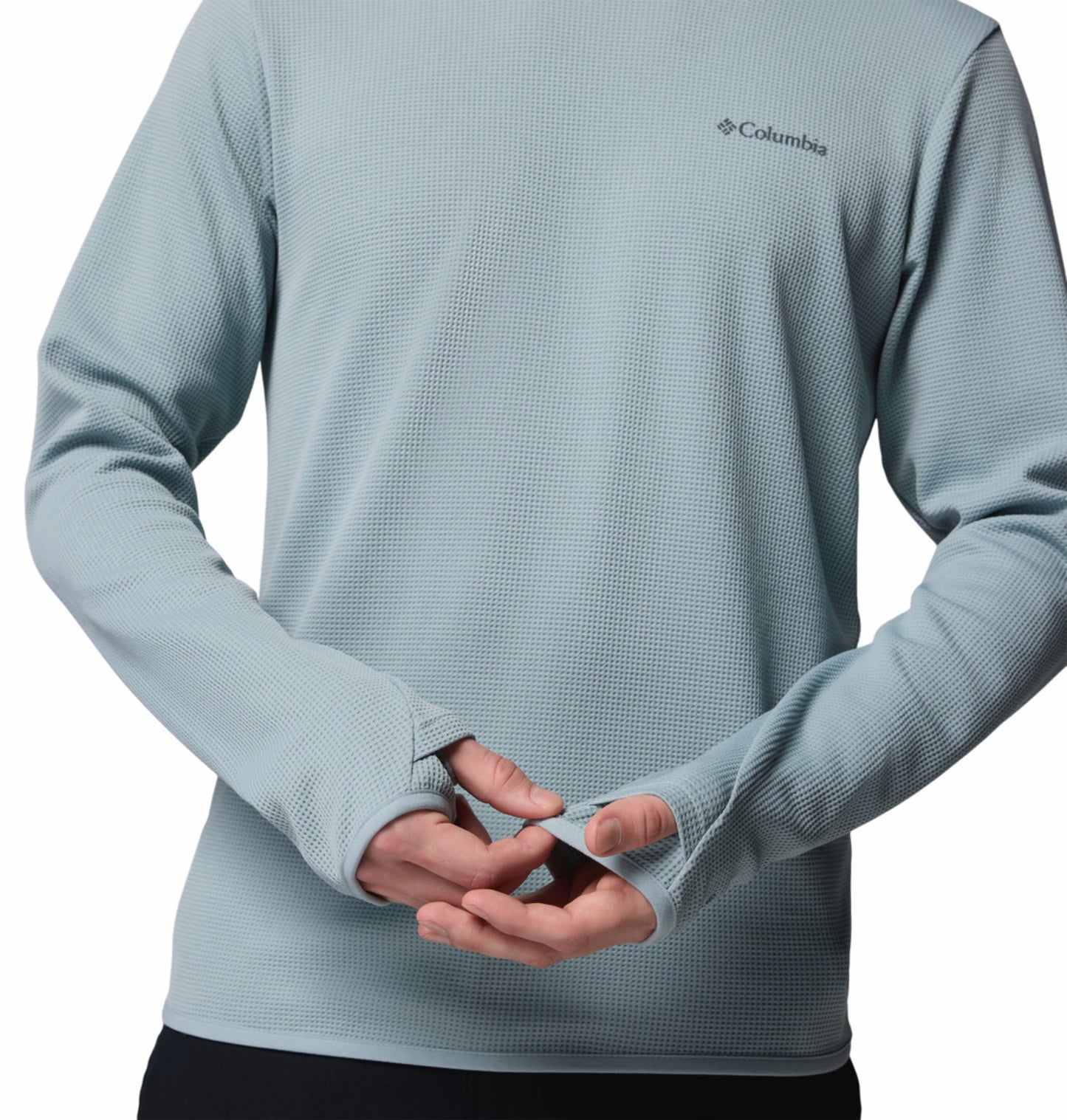 Columbia Men Blue Omni-Shade Tech Trail Utility Warm Tshirt (Sun Protection)