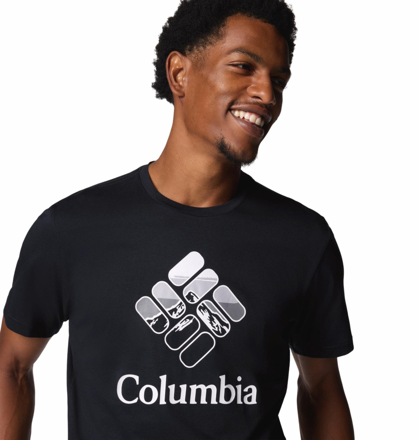 A Men Wearing Columbia Men Black M Rapid Ridge Graphic Tee