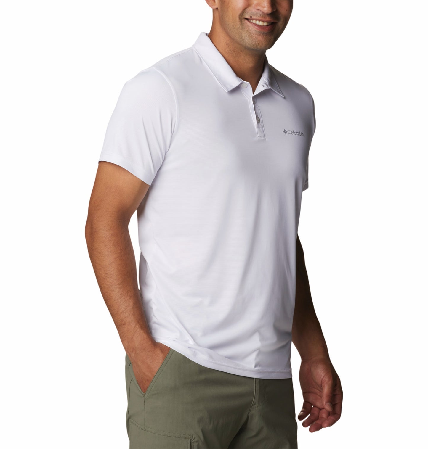 Columbia Men White Omni-Wick Hike Polo Tshirt