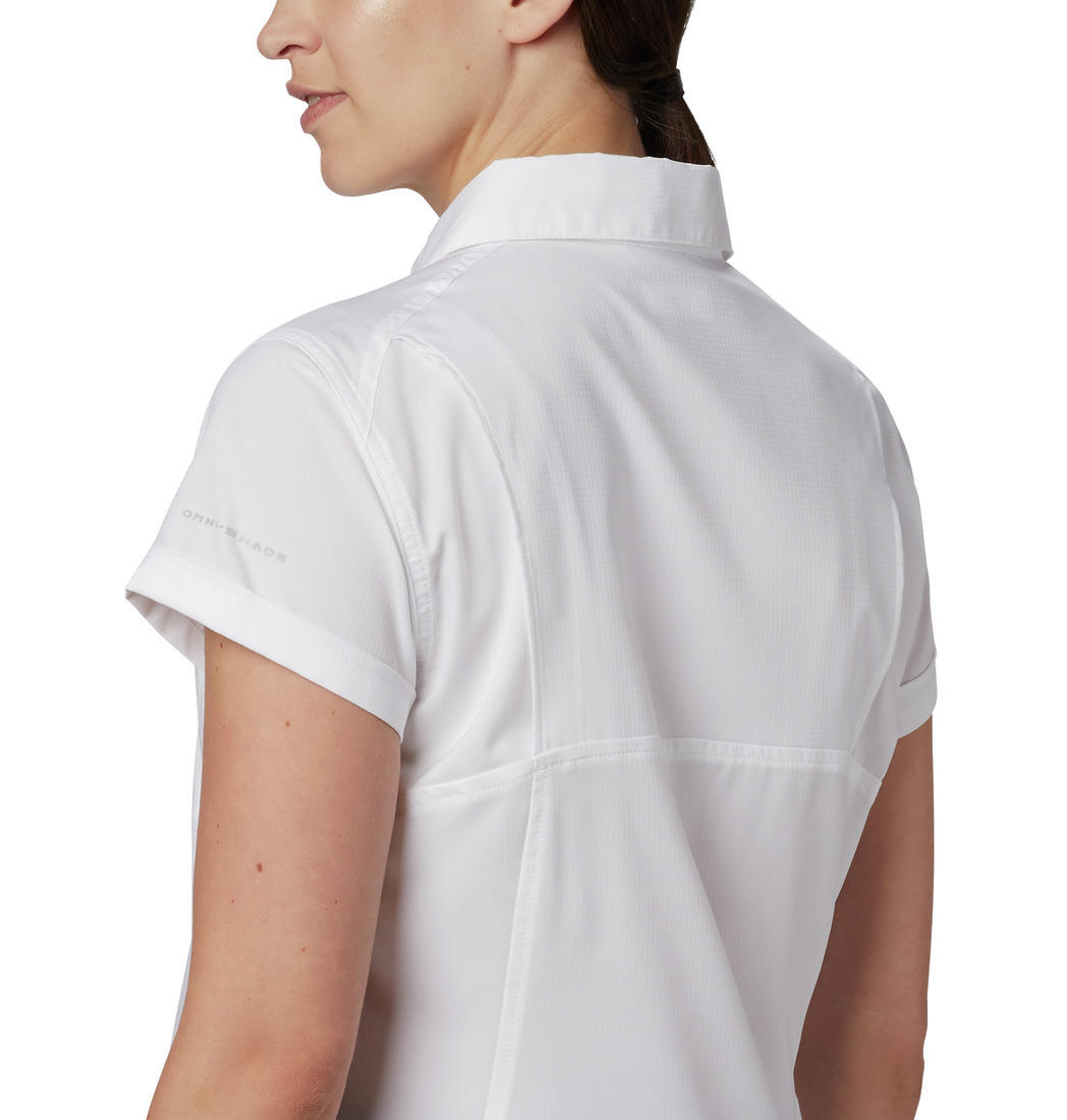 Columbia Women White Silver Ridge Lite Short Sleeve (Sun Protection)