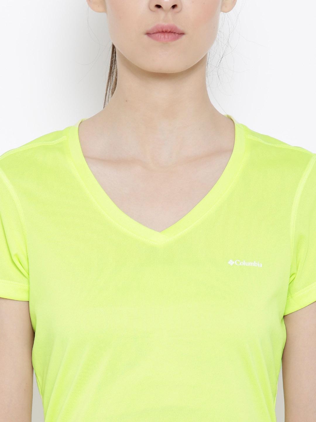 Columbia Women Yellow Tech TrekShort Sleeve Shirt