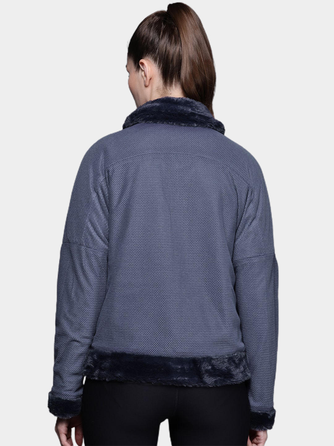 A Women Wearing Columbia Women Navy Blue Bundle Up Full Zip Fleece