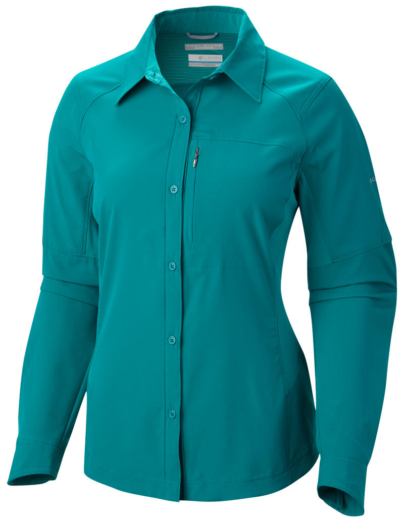 Columbia Women Green Silver Ridge Long Sleeve Shirt (Sun Protection)