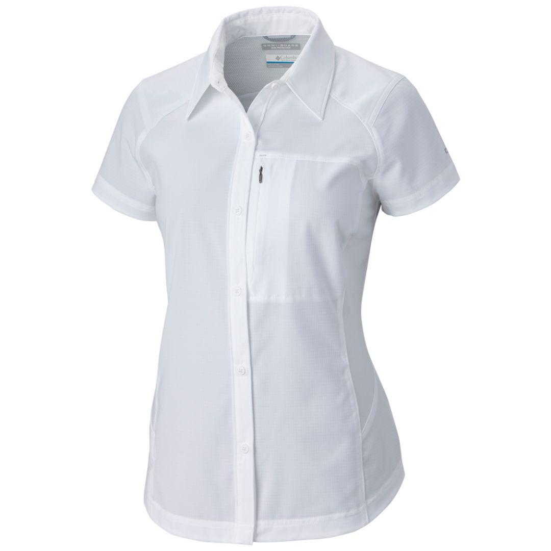 Columbia Women White Silver Ridge Short Sleeve Shirt (Sun Protection)