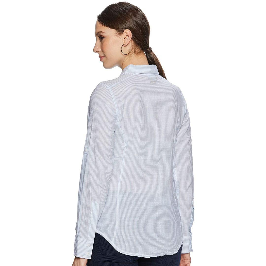 Columbia Women Blue Camp Henry Long Sleeve Shirt