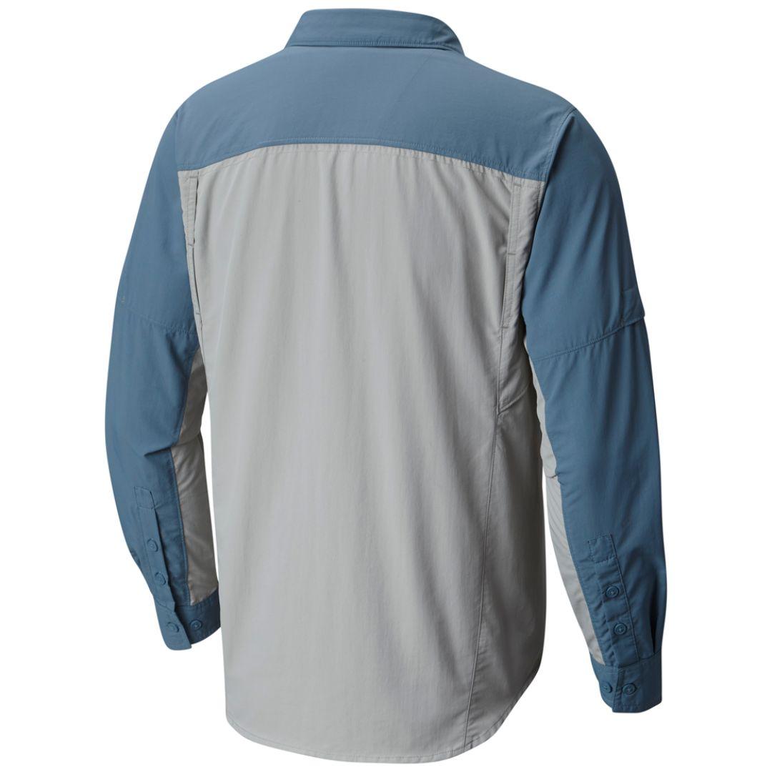 Columbia Men Grey Silver Ridge Blocked Long Sleeve Shirt (Sun Protection)
