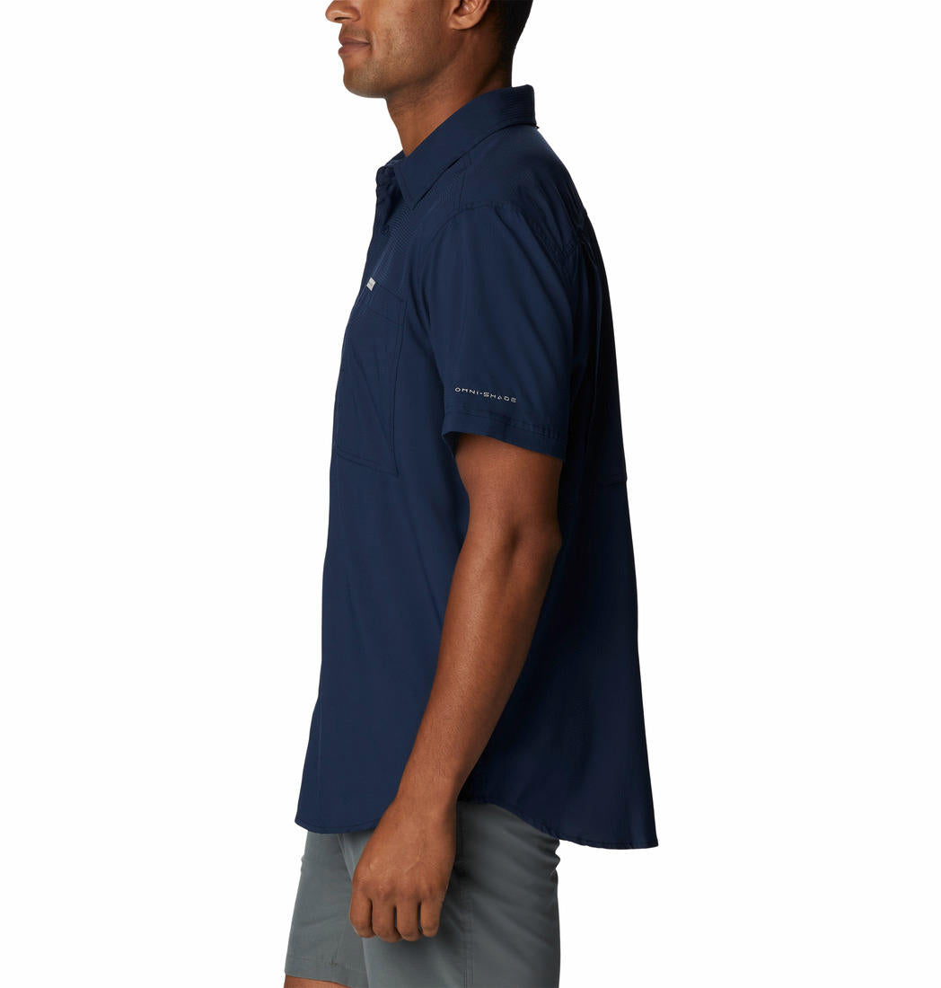 Columbia Men’s Navy Blue Omni-Shade Silver Ridge Utility Lite Shirt with Sun Protection