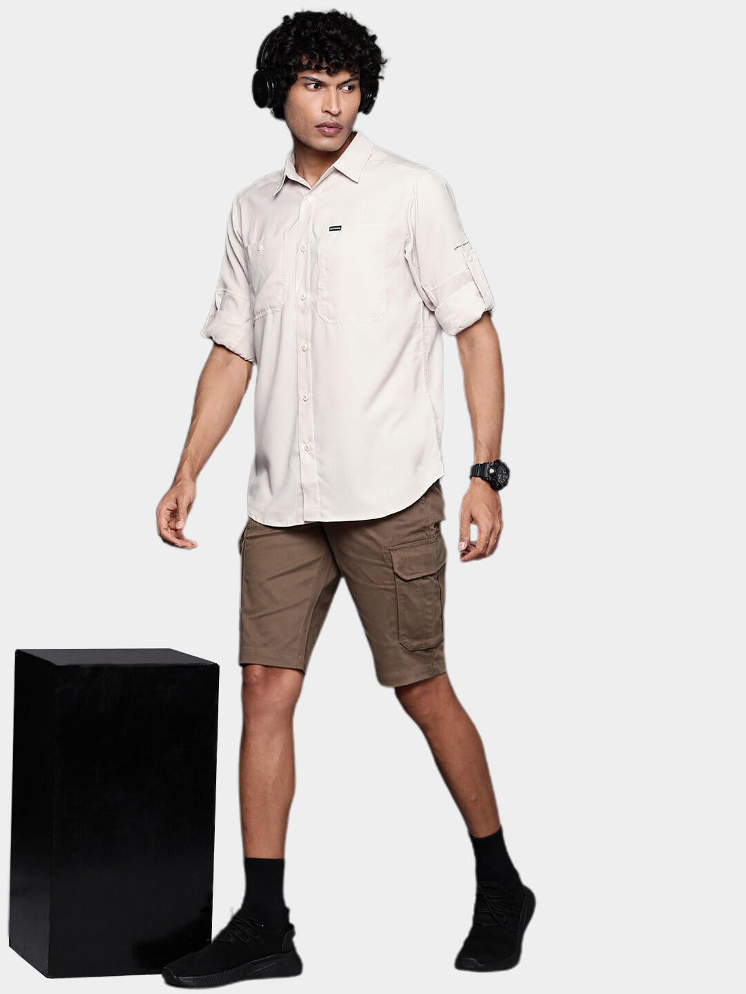 Columbia Men’s Beige Silver Ridge Utility Lite Shirt with UPF 50