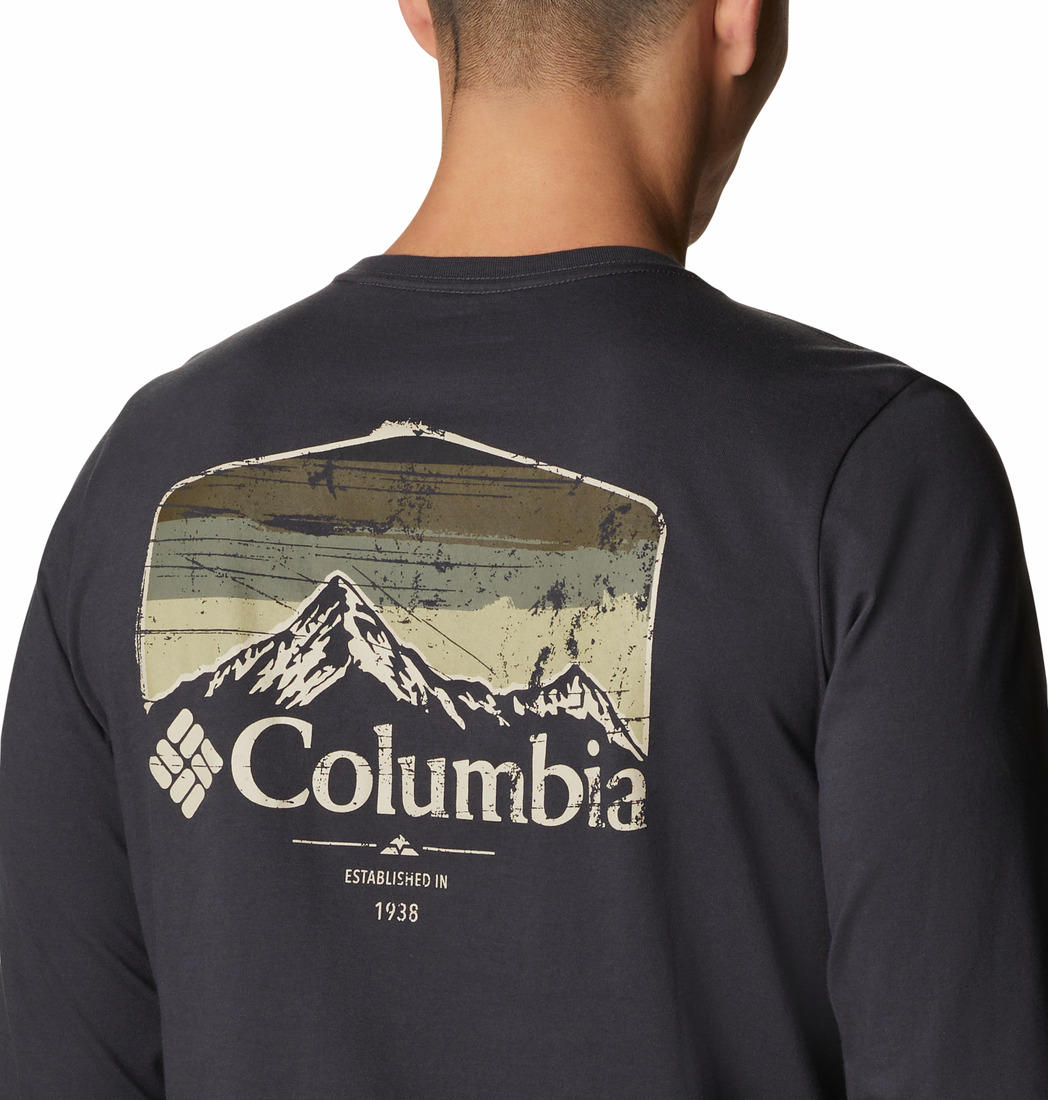 Columbia Men Black Pikewood Graphic Long Sleeve