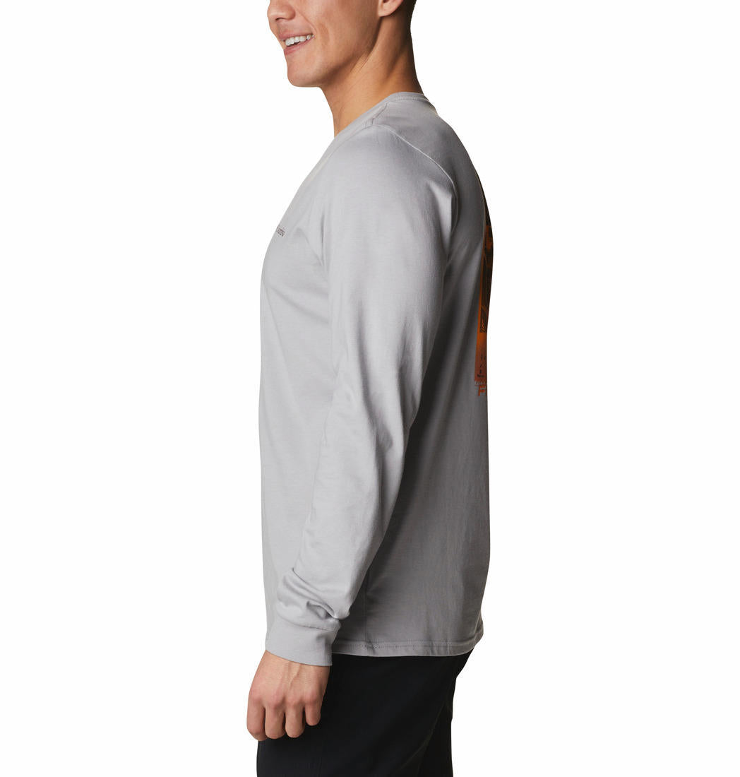 Columbia Men Grey Pikewood Graphic Long Sleeve