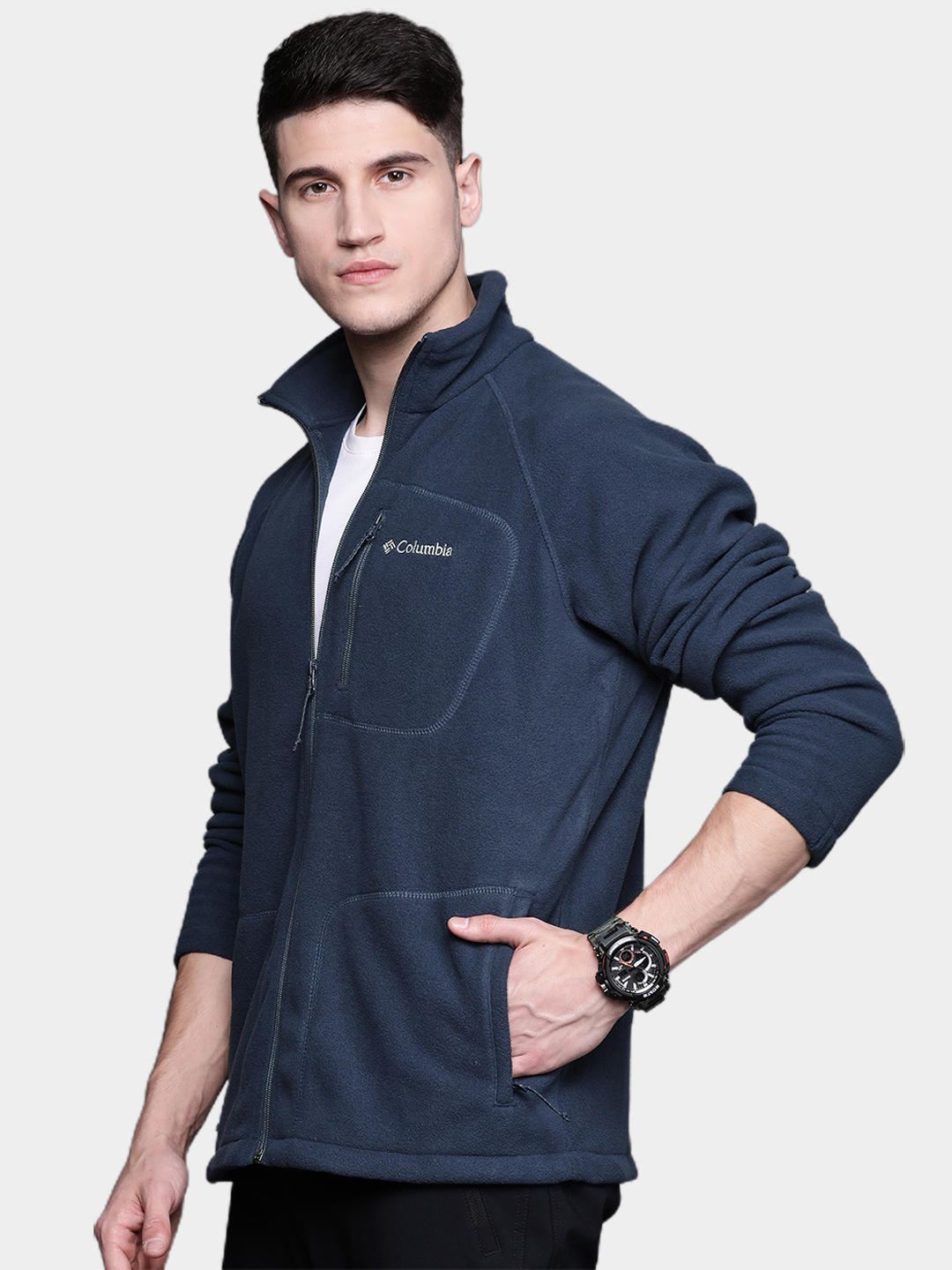 Columbia Men Navy Blue Fast Trek II Fleece Jacket