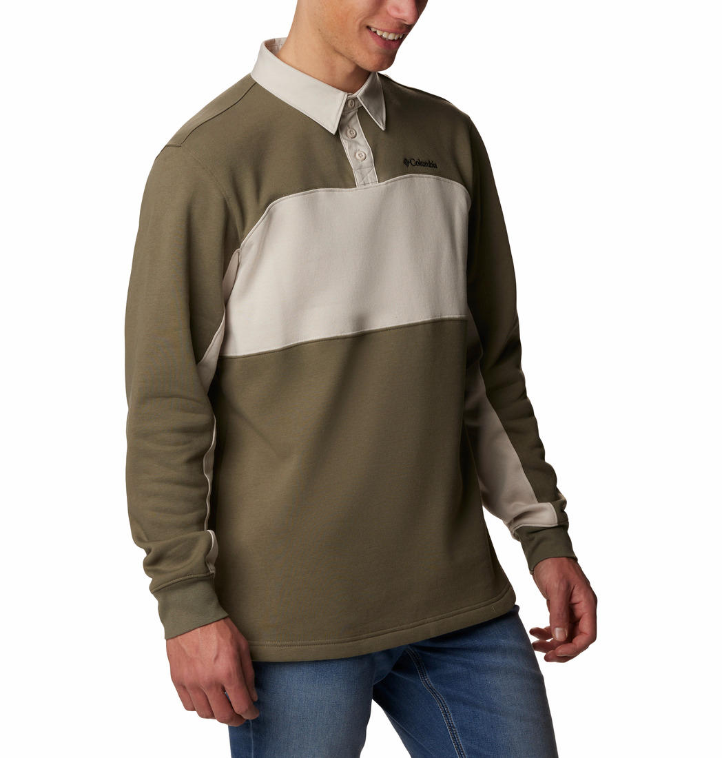 Columbia Men Green Columbia Trek Long Sleeve Rugby Shirt