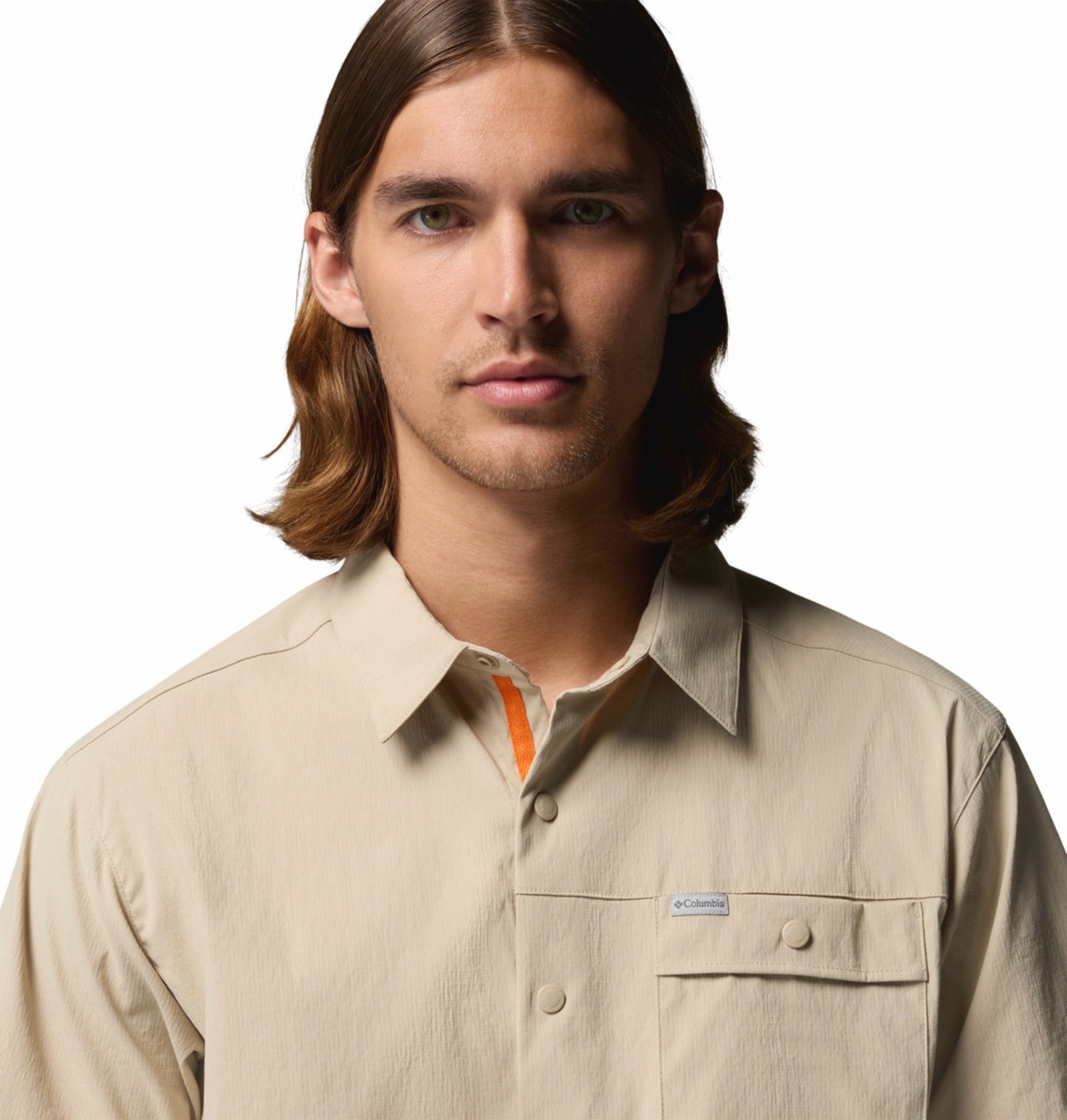Columbia Men Beige Omni-Shade Landroamer Ripstop II Short Sleeve Shirt (Plus Size)