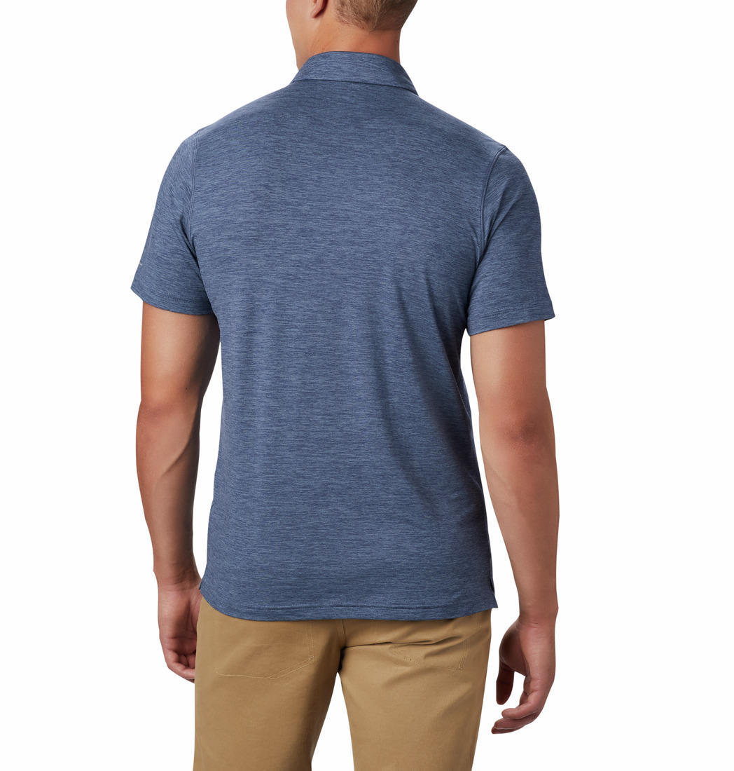 Columbia Men’s Blue Tech Trail Polo Shirt with Effective Sun Protection