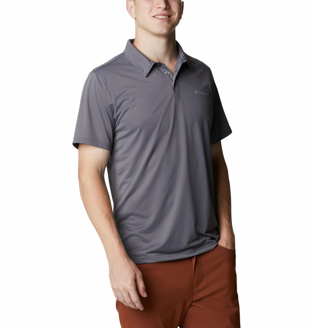 A Men Wearing Columbia Men Grey Columbia Hike Polo