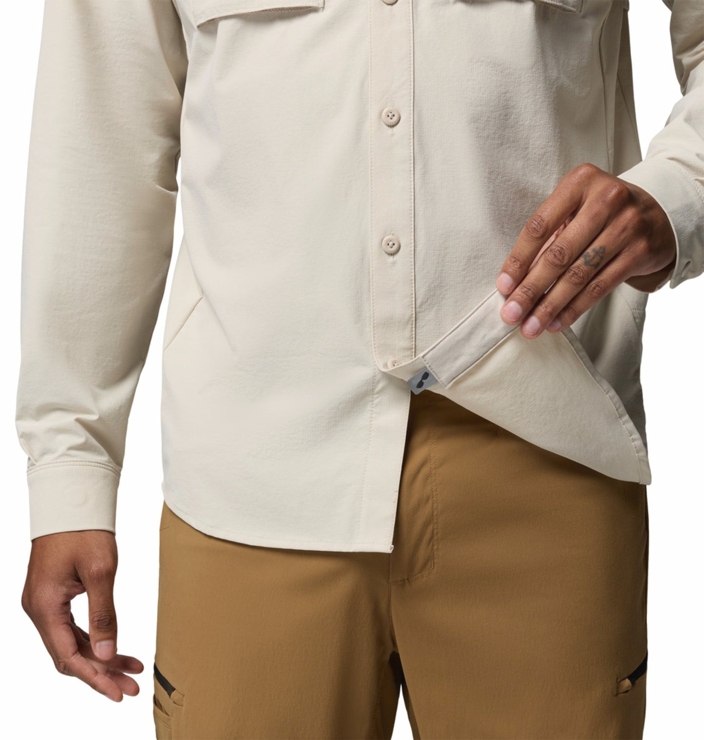 Columbia Men Beige Omni-Shade Silver Ridge Elite Long Sleeve Shirt (Plus Size)