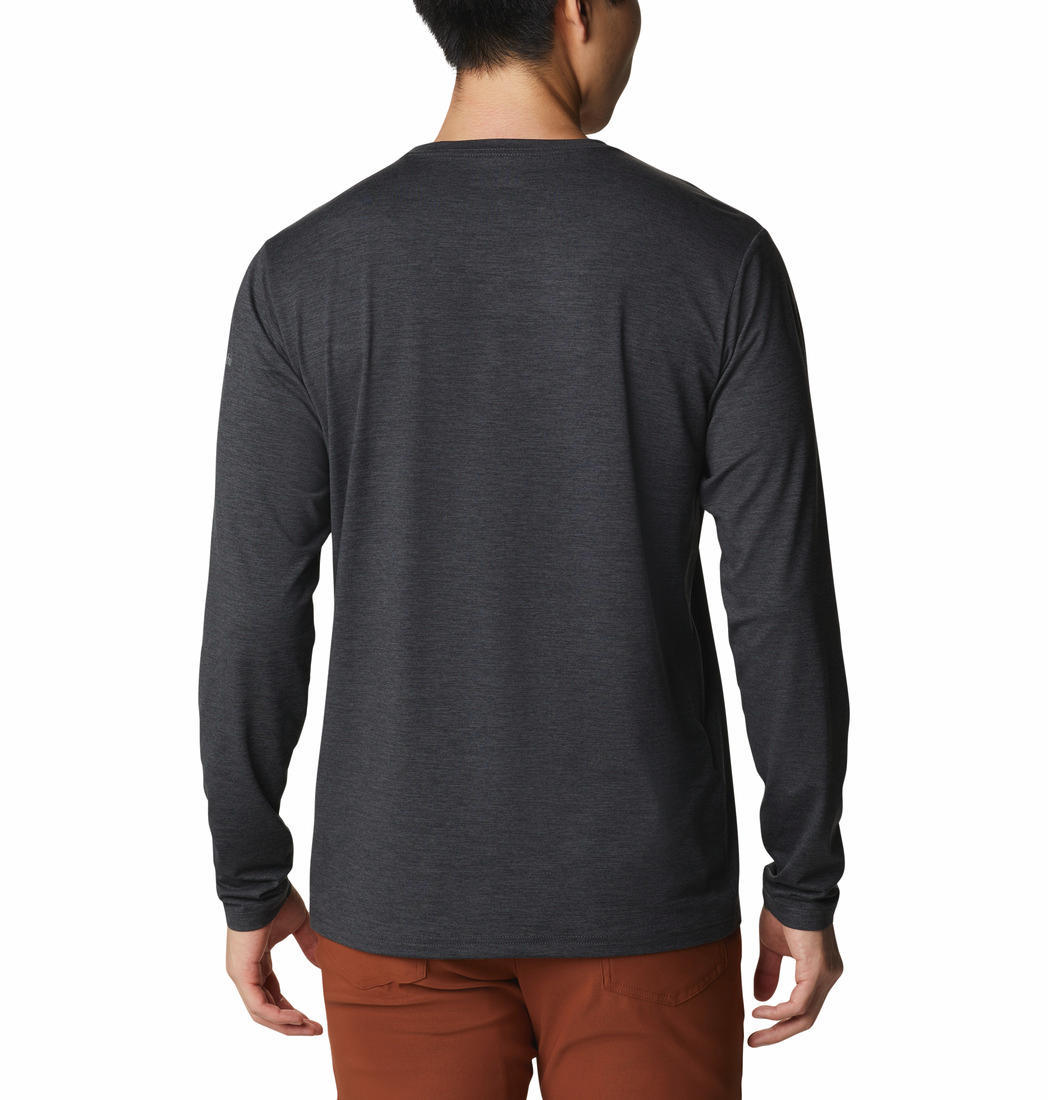 Columbia Men Black Tech Trail Graphic Long Sleeve (Sun Protection)