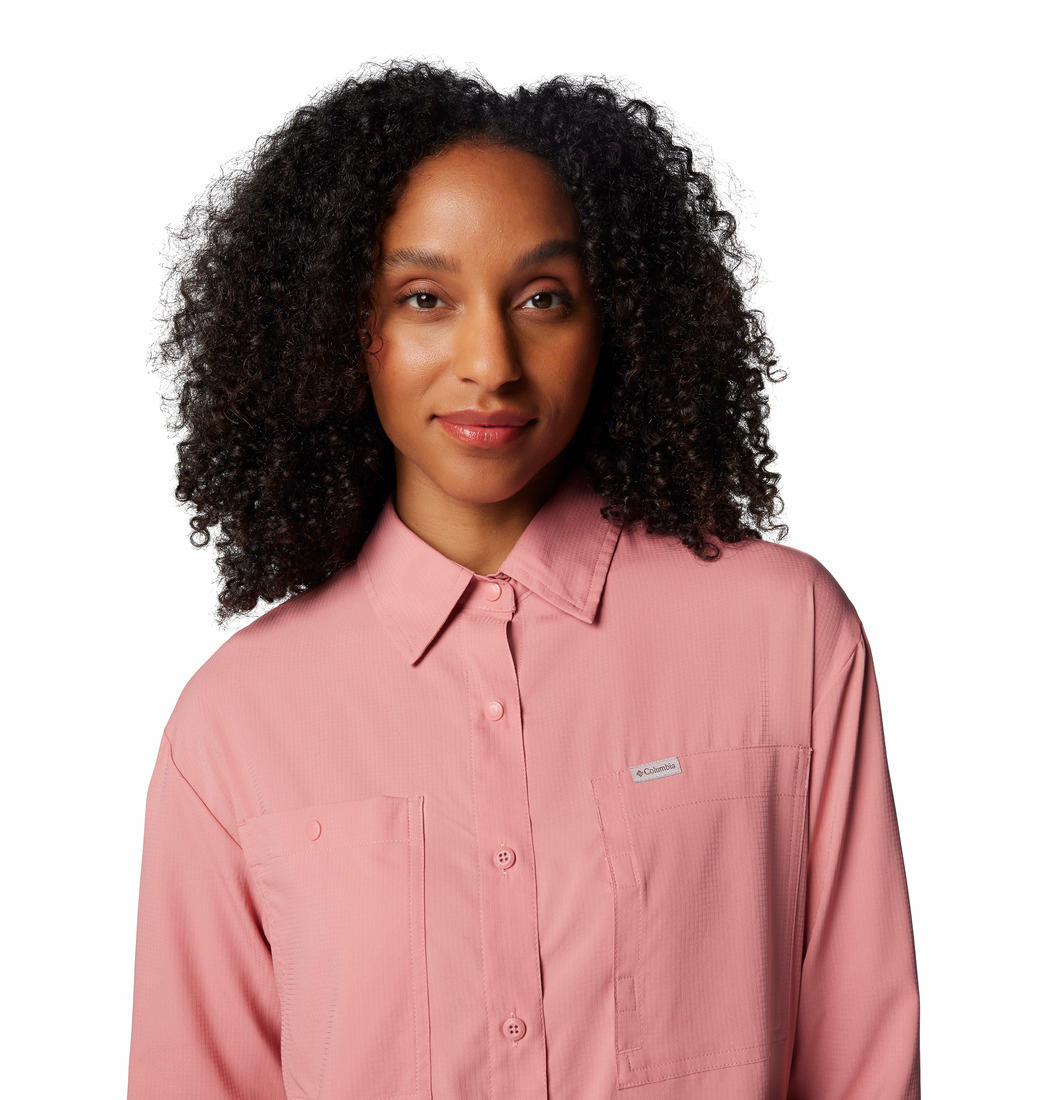 Columbia Women Pink Omni-Shade Silver Ridge Utility Shirt with Advanced Sun Protection
