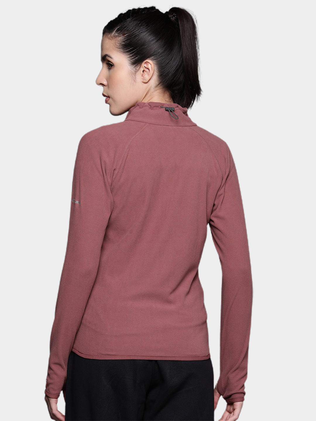 A Women Wearing Columbia Women Pink Back Beauty Full Zip