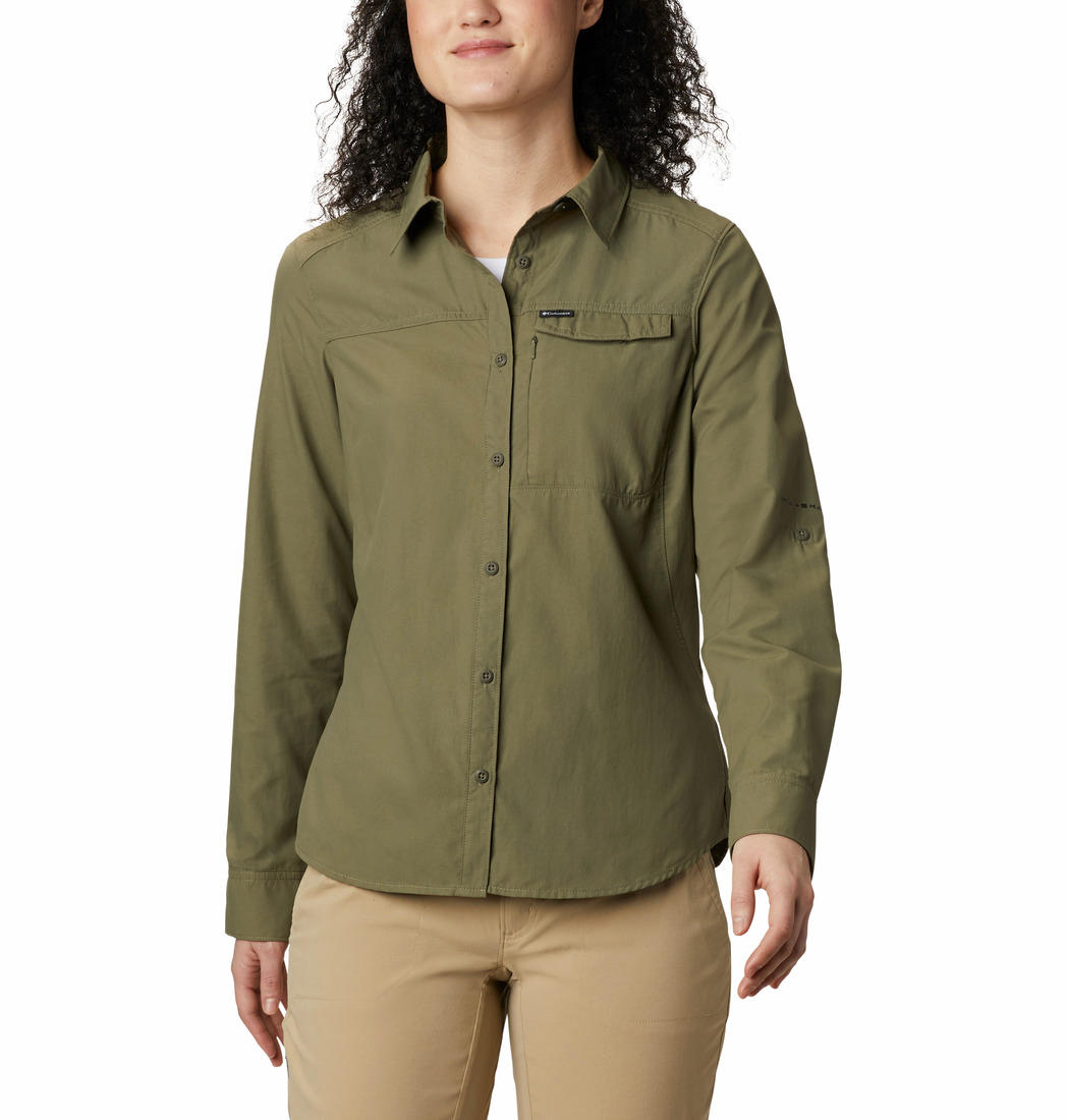Columbia Women Green Silver Ridge Long Sleeve (Sun Protection)