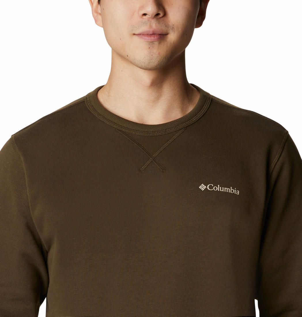 Columbia Men Olive UPF 50 Logo Fleece Crew Sweatshirt