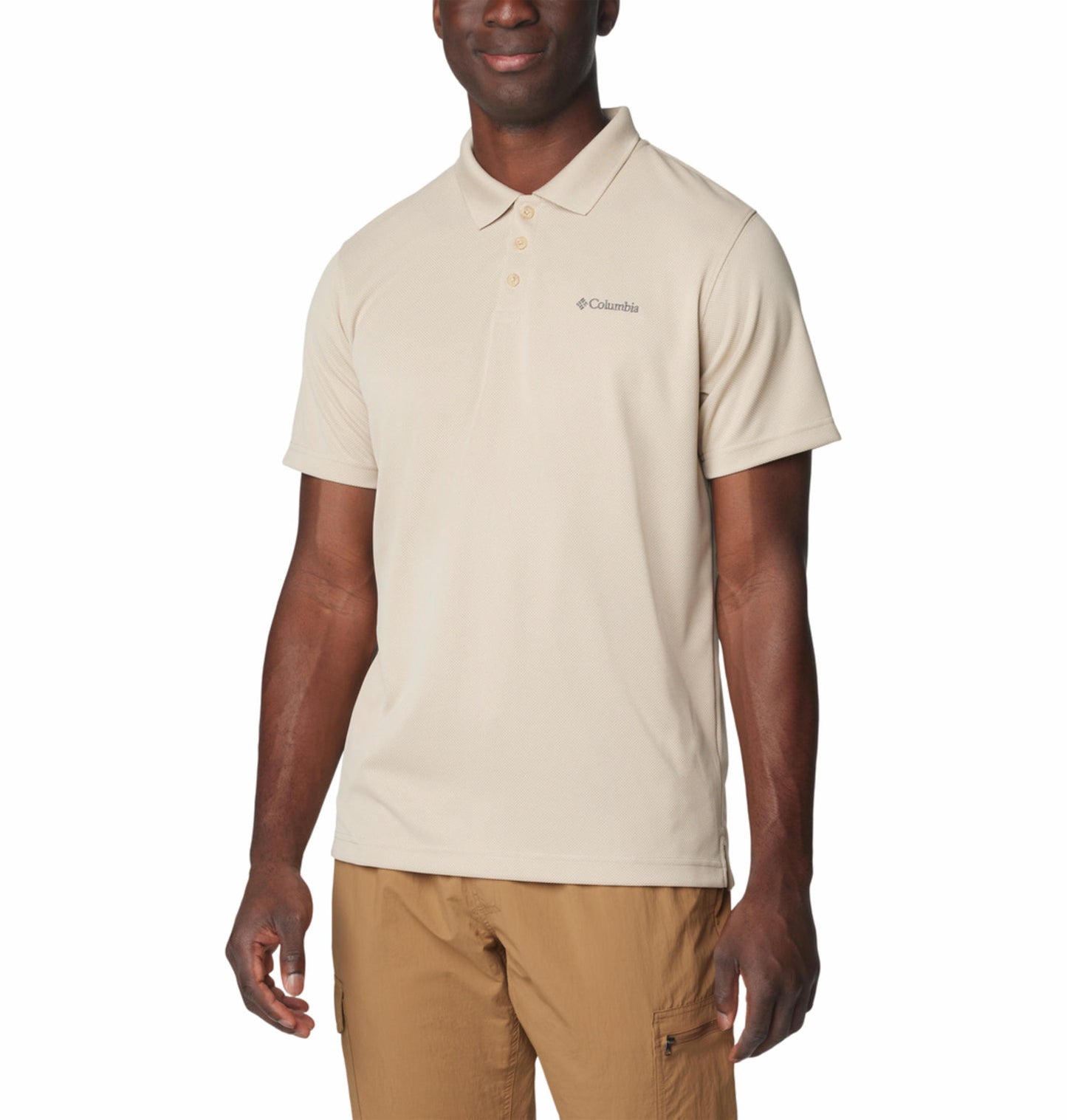 A Men Wearing Columbia Men Brown Utilizer Polo (Sun Protection)